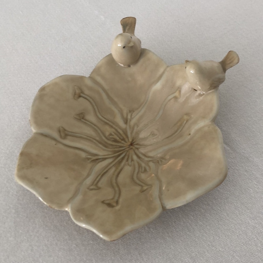 Ceramic Flower Dish with Birds